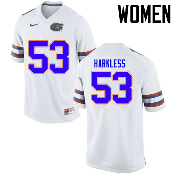Florida Gators Women #53 Kavaris Harkless College Football Jerseys White